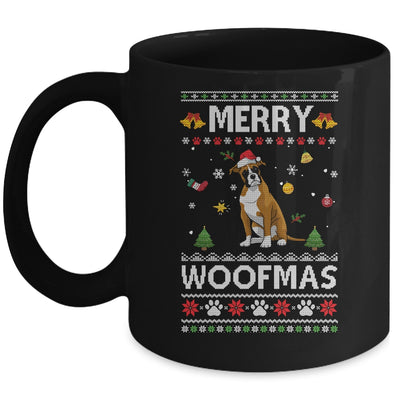 Merry Woofmas Boxer Santa Reindeer Ugly Christmas Sweater Mug Coffee Mug | Teecentury.com
