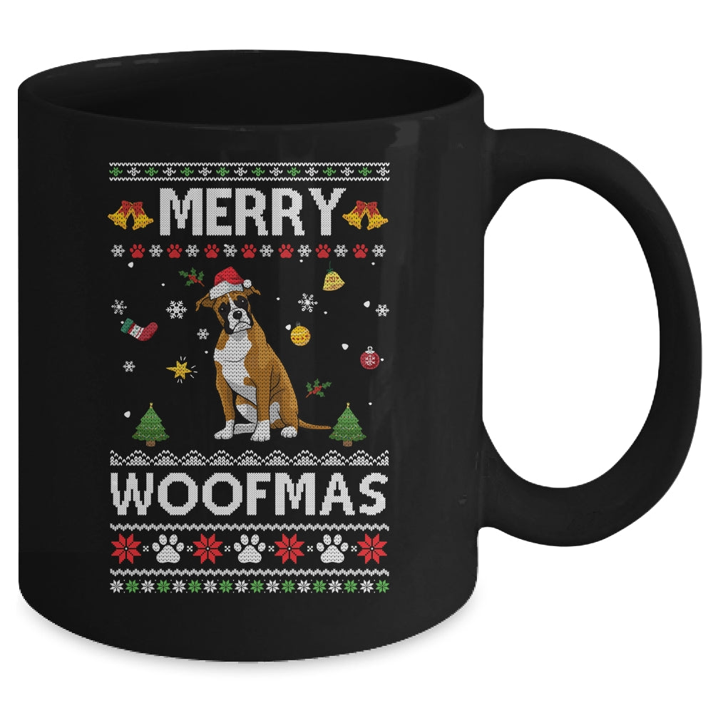 Merry Woofmas Boxer Santa Reindeer Ugly Christmas Sweater Mug Coffee Mug | Teecentury.com