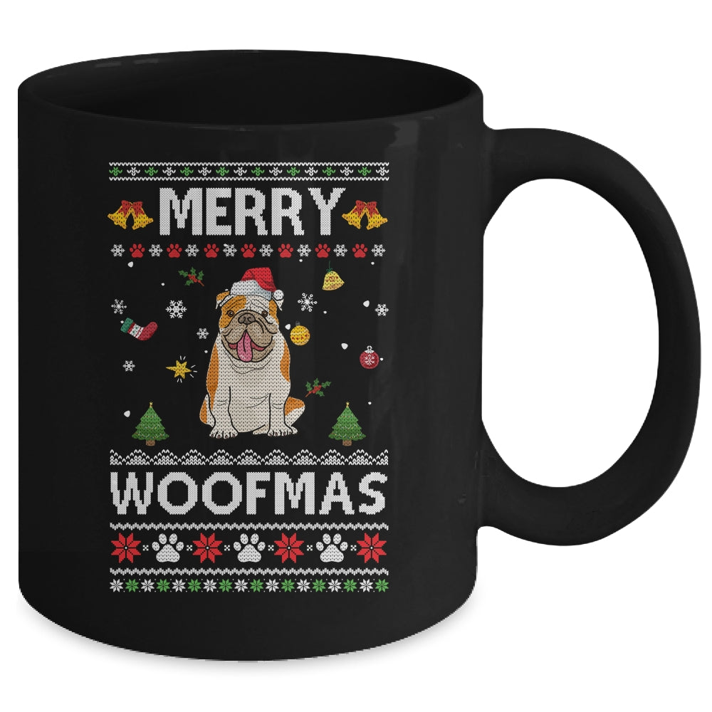 Merry Woofmas Bulldog Santa Reindeer Ugly Christmas Sweater Mug Coffee Mug | Teecentury.com