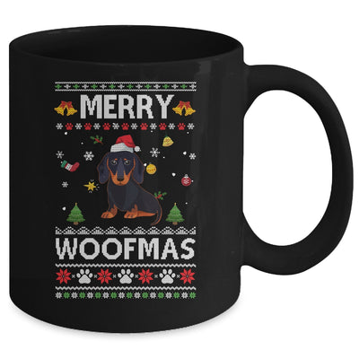 Merry Woofmas Dachshund Santa Reindeer Ugly Christmas Sweater Mug Coffee Mug | Teecentury.com