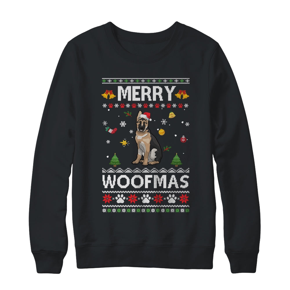 Merry Woofmas German Shepherd Santa Reindeer Ugly Christmas Sweater T-Shirt & Sweatshirt | Teecentury.com