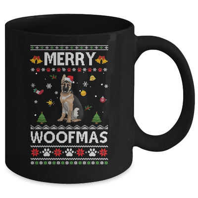 Merry Woofmas German Shepherd Santa Reindeer Ugly Christmas Sweater Mug Coffee Mug | Teecentury.com
