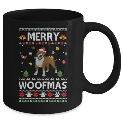 Merry Woofmas Pitbull Santa Reindeer Ugly Christmas Sweater Mug Coffee Mug | Teecentury.com
