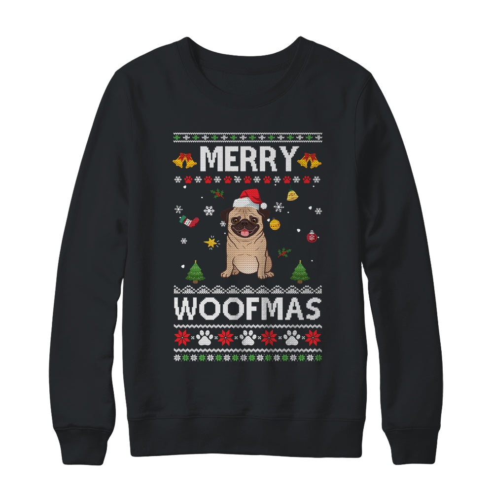 Merry Woofmas Pug Santa Reindeer Ugly Christmas Sweater T-Shirt & Sweatshirt | Teecentury.com