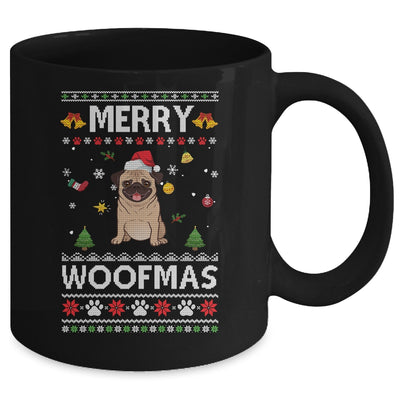 Merry Woofmas Pug Santa Reindeer Ugly Christmas Sweater Mug Coffee Mug | Teecentury.com
