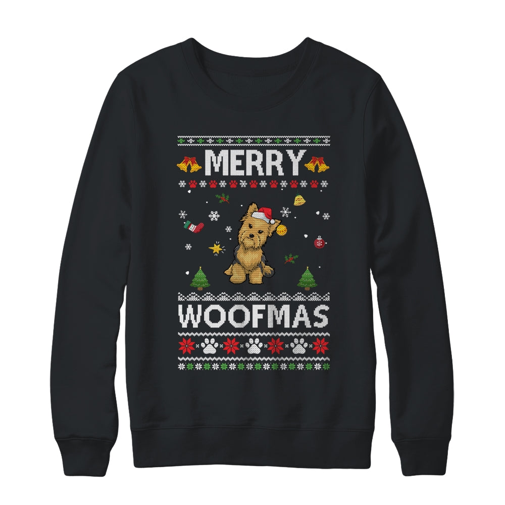 Merry Woofmas Yorkie Santa Reindeer Ugly Christmas Sweater T-Shirt & Sweatshirt | Teecentury.com