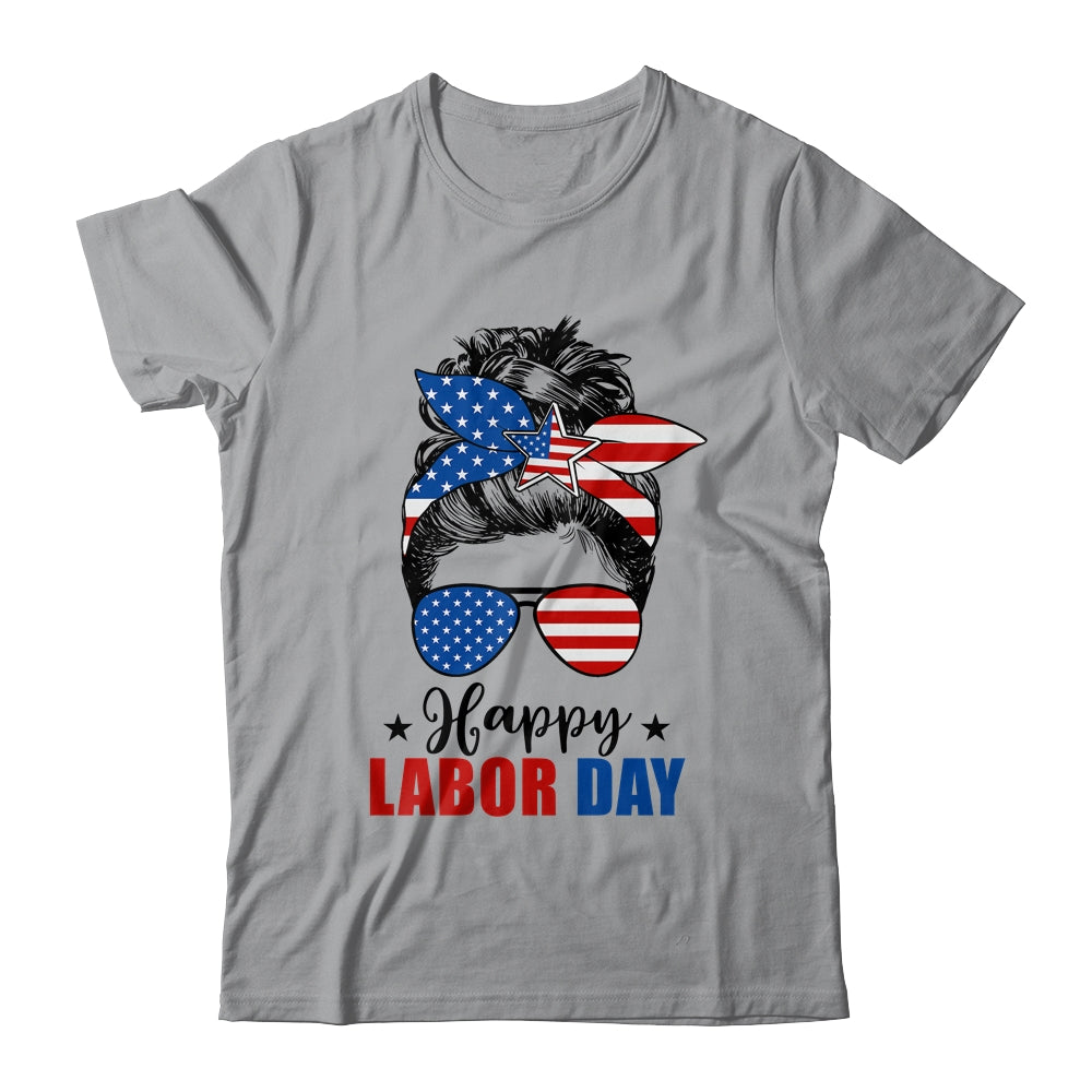 Messy Bun American Flag Labor Day Men Woman USA Vintage Shirt & Tank Top | teecentury