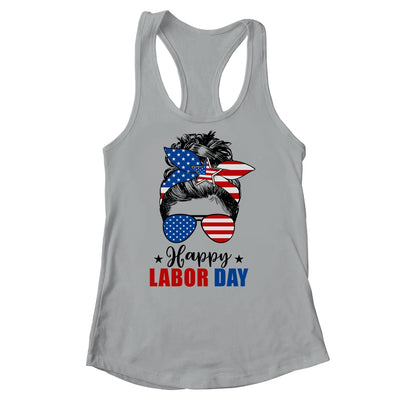 Messy Bun American Flag Labor Day Men Woman USA Vintage Shirt & Tank Top | teecentury