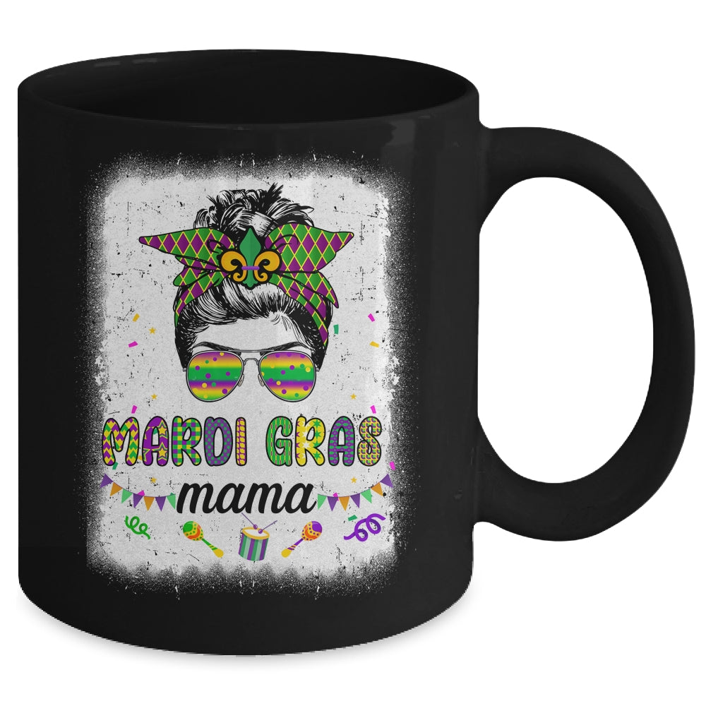 Messy Bun Hair Glasses New Orleans Carnival Mardi Gras Mama Mug | teecentury