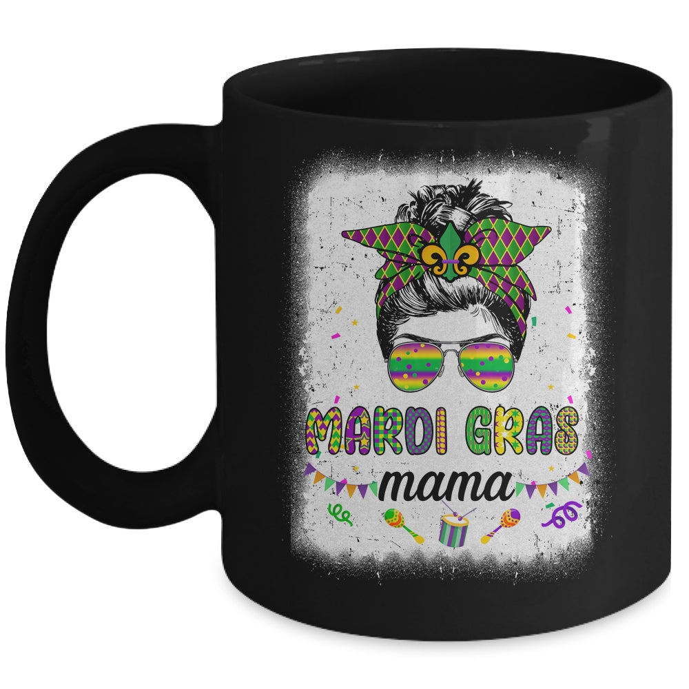Messy Bun Hair Glasses New Orleans Carnival Mardi Gras Mama Mug | teecentury