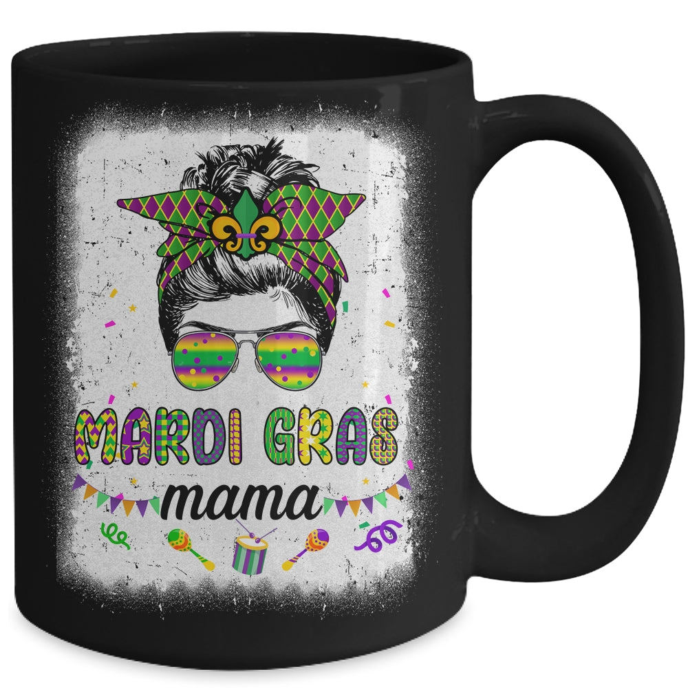 Messy Bun Hair Glasses New Orleans Carnival Mardi Gras Mama Mug | teecentury