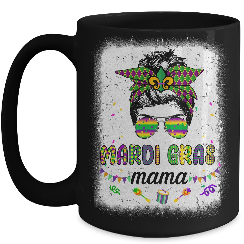 Messy Bun Hair Glasses New Orleans Carnival Mardi Gras Mama Mug | teecentury