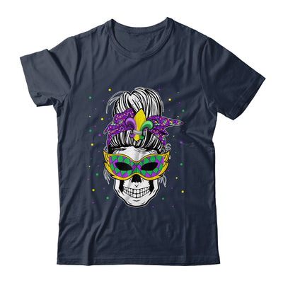 Messy Bun Hair Skull Mardi Gras Party For Women Shirt & Tank Top | teecentury