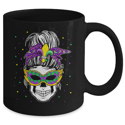 Messy Bun Hair Skull Mardi Gras Party For Women Mug | teecentury