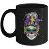 Messy Bun Hair Skull Mardi Gras Party For Women Mug | teecentury