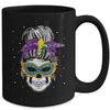 Messy Bun Hair Skull Mardi Gras Party For Women Mug | teecentury