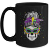 Messy Bun Hair Skull Mardi Gras Party For Women Mug | teecentury