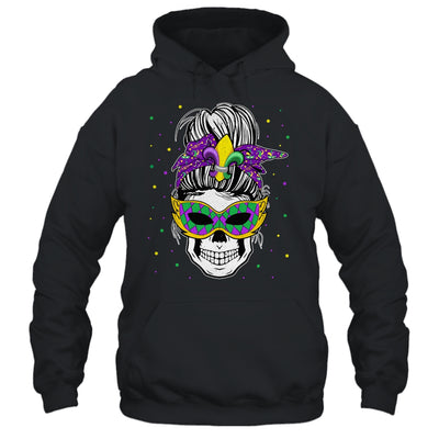 Messy Bun Hair Skull Mardi Gras Party For Women Shirt & Tank Top | teecentury