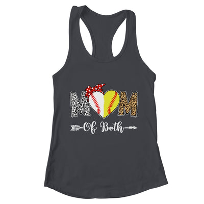 Messy Bun Mom Of Both Baseball Softball Mom Mothers Day Shirt & Tank Top | teecentury