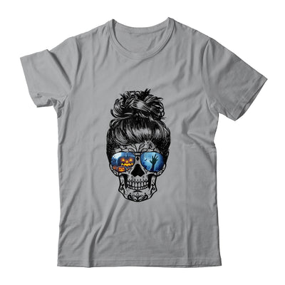 Messy Bun Skull Leopard Print Pumpkin Halloween Costume T-Shirt & Tank Top | Teecentury.com