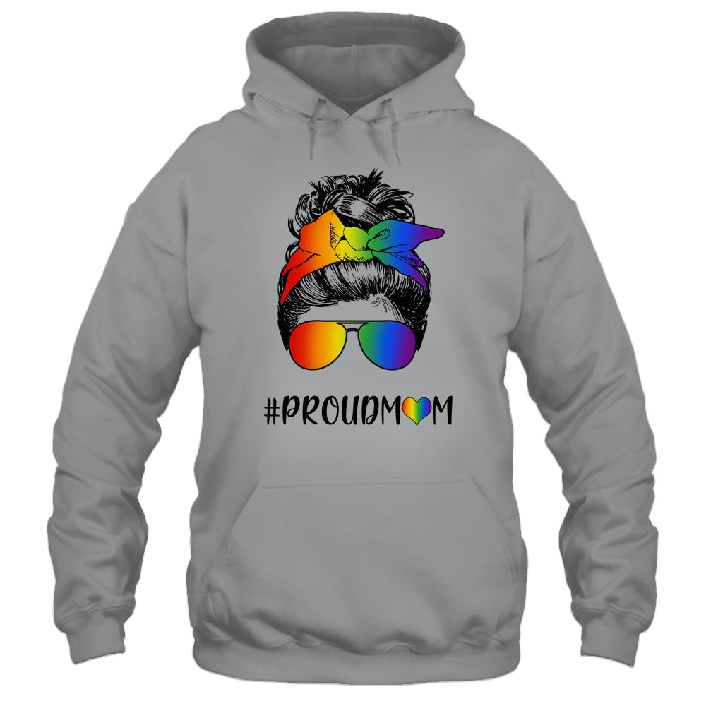 Messy Hair Bun Proud Mom LGBT Gay Pride Support LGBTQ T-Shirt & Tank Top | Teecentury.com