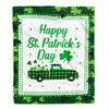 Happy St. Patrick's Day Truck With Green Shamrock Fleece Blanket Blanket | Teecentury.com