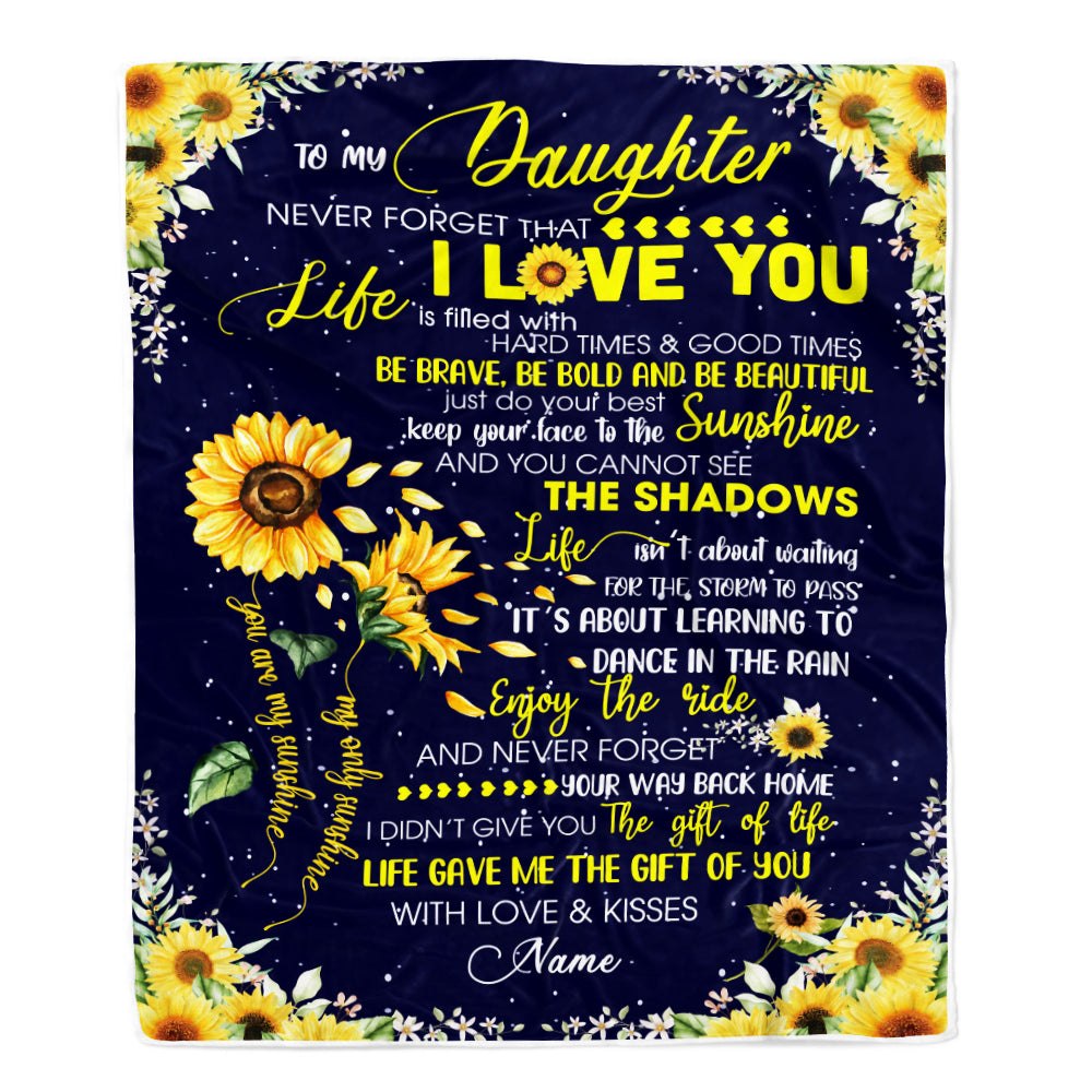 Personalized Sunflower to My Daughter from Mom Dad Blanket Never Forget That I Love You Customized Gift For Birthday Christmas Fleece Blanket Blanket | Teecentury.com