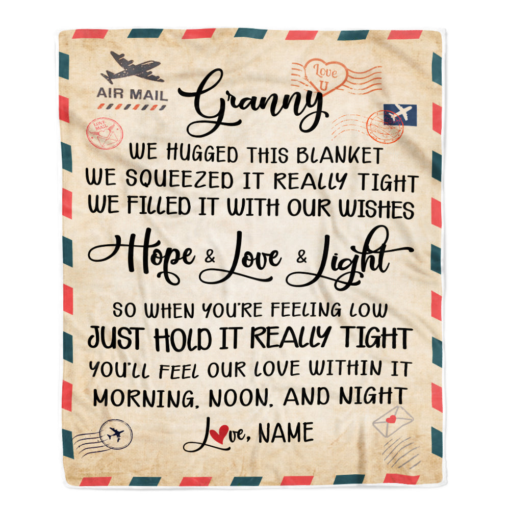 Personalized Granny Blanket From Grandkids We Hugged This Blanket Mail Letter Granny Birthday Mothers Day Christmas Customized Fleece Blanket Blanket | Teecentury.com