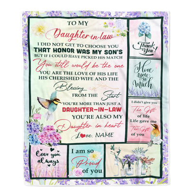 Personalized To My Daughter In Law From Mother I Didn't Get To Choose You Christmas Birthday Pregnant Wedding Anniversary Customized Fleece Blanket Blanket | Teecentury.com
