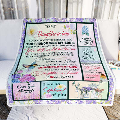 Personalized To My Daughter In Law From Mother I Didn't Get To Choose You Christmas Birthday Pregnant Wedding Anniversary Customized Fleece Blanket Blanket | Teecentury.com