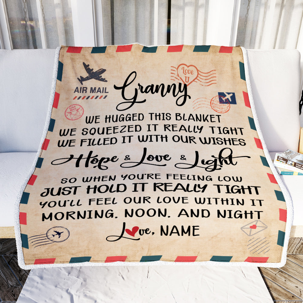 Personalized Granny Blanket From Grandkids We Hugged This Blanket Mail Letter Granny Birthday Mothers Day Christmas Customized Fleece Blanket Blanket | Teecentury.com