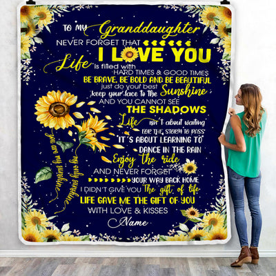 Personalized Sunflower to My Granddaughter from Grandma Grandpa Blanket Never Forget That I Love You Customized Gift For Birthday Christmas Fleece Blanket Blanket | Teecentury.com