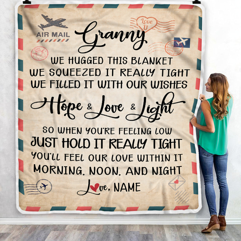Personalized Granny Blanket From Grandkids We Hugged This Blanket Mail Letter Granny Birthday Mothers Day Christmas Customized Fleece Blanket Blanket | Teecentury.com