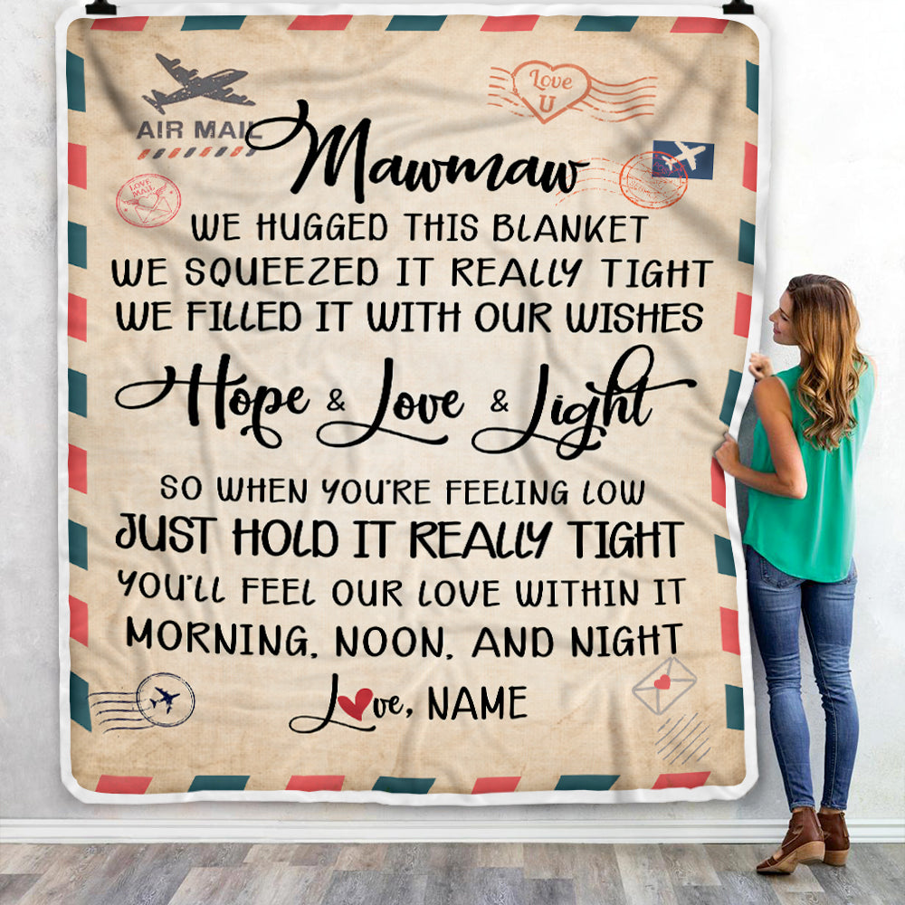 Personalized Mawmaw Blanket From Grandkids We Hugged This Blanket Mail Letter Mawmaw Birthday Mothers Day Christmas Customized Fleece Blanket Blanket | Teecentury.com