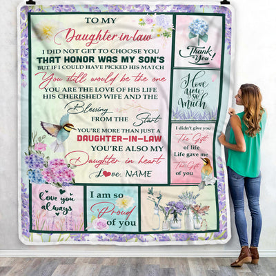 Personalized To My Daughter In Law From Mother I Didn't Get To Choose You Christmas Birthday Pregnant Wedding Anniversary Customized Fleece Blanket Blanket | Teecentury.com