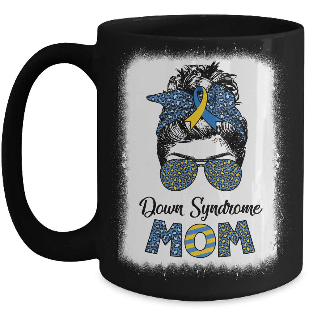 Mom Down Syndrome Awareness Mom Messy Bun Hair Mug Coffee Mug | Teecentury.com