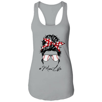 Mom Life Baseball Softball Women Mothers Day Messy Bun T-Shirt & Tank Top | Teecentury.com