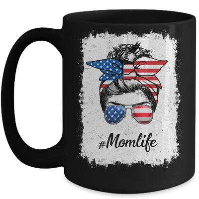 Mom Life Messy Bun America Flag Mothers Day 4th Of July Mug Coffee Mug | Teecentury.com
