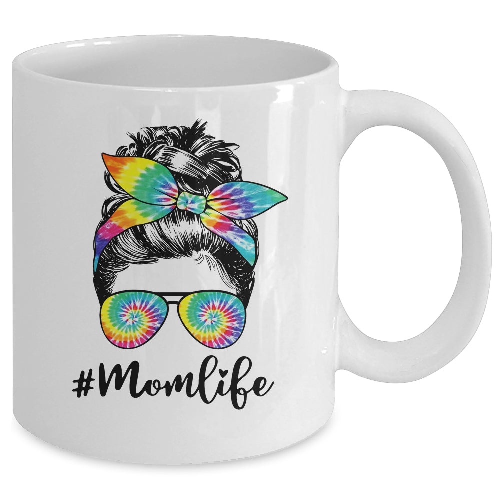 Mom Life Messy Hair Bun Tie Dye Women Mother's Day Funny Mug | teecentury
