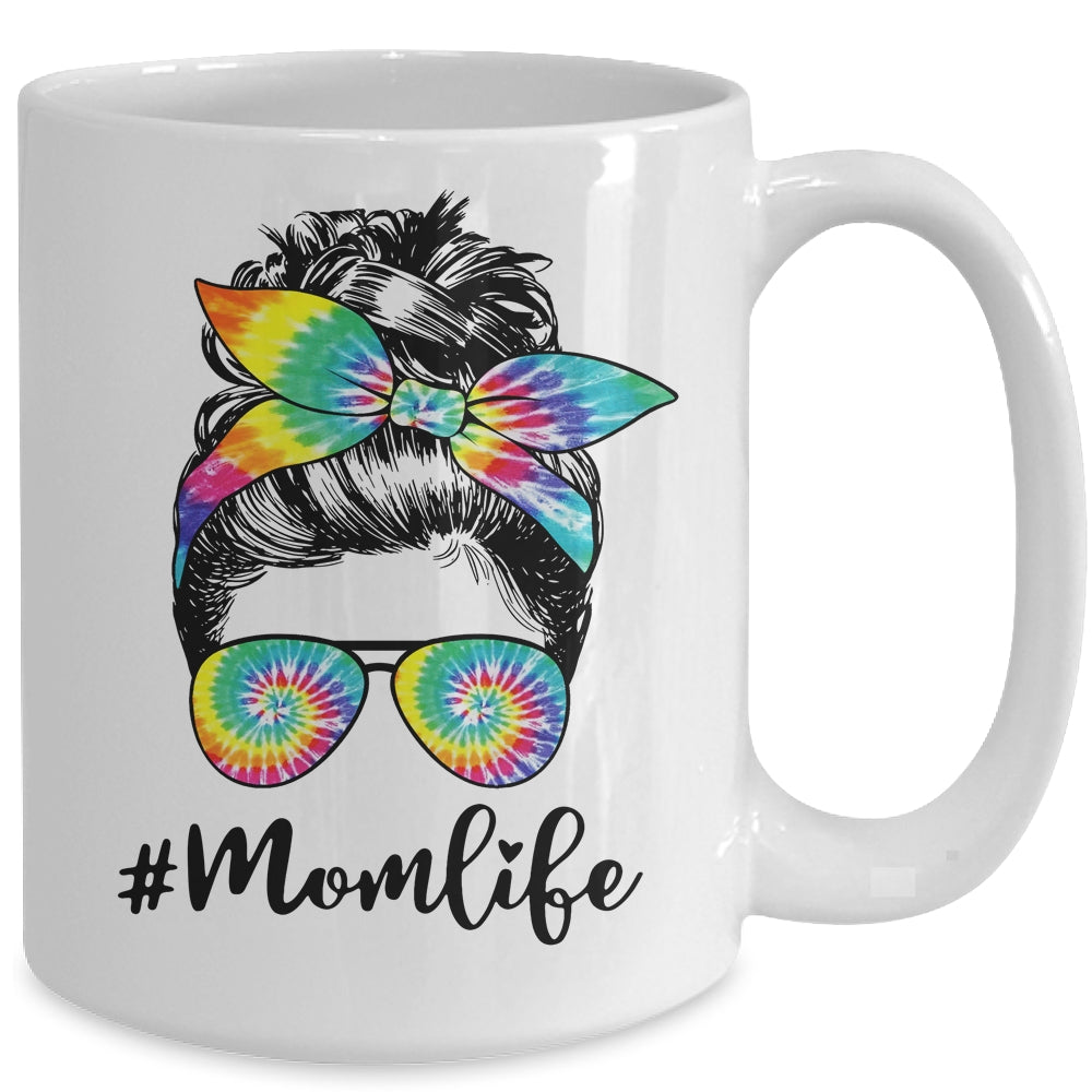 Mom Life Messy Hair Bun Tie Dye Women Mother's Day Funny Mug | teecentury