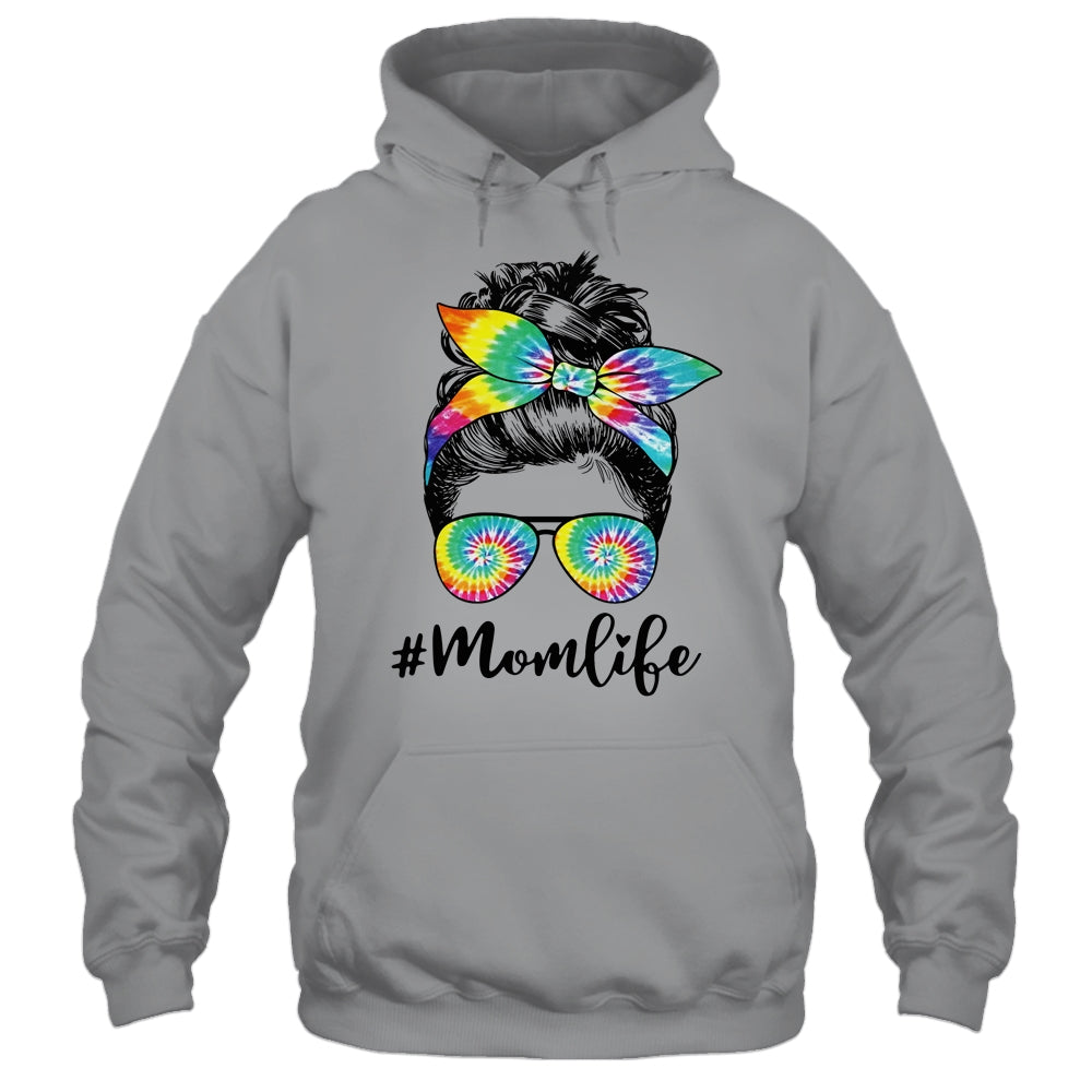 Mom Life Messy Hair Bun Tie Dye Women Mother's Day Funny Shirt & Tank Top | teecentury