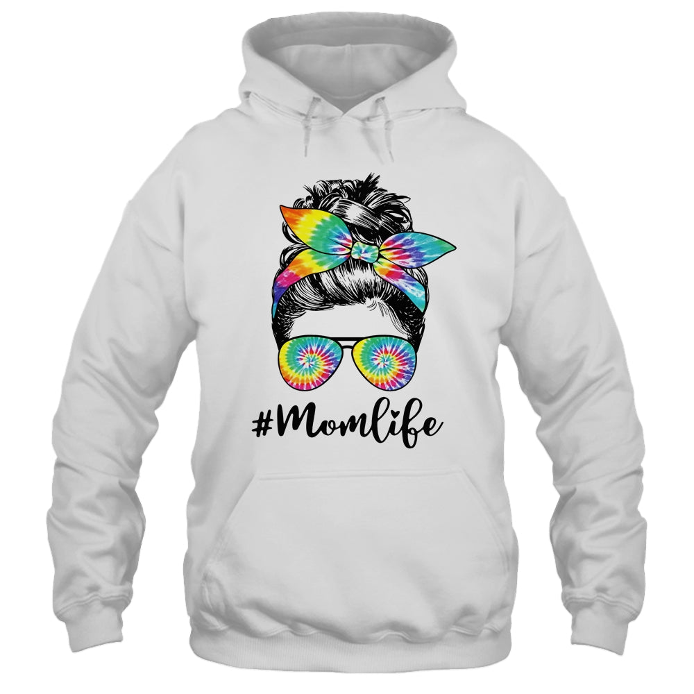 Mom Life Messy Hair Bun Tie Dye Women Mother's Day Funny Shirt & Tank Top | teecentury