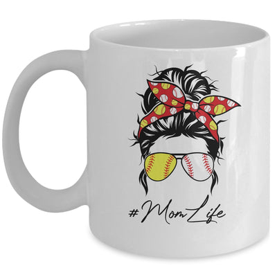 Mom Life Softball Baseball Women Mothers Day Messy Bun Funny Mug Coffee Mug | Teecentury.com