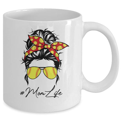 Mom Life Softball Baseball Women Mothers Day Messy Bun Mug Coffee Mug | Teecentury.com