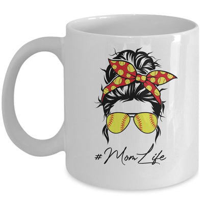 Mom Life Softball Baseball Women Mothers Day Messy Bun Mug Coffee Mug | Teecentury.com