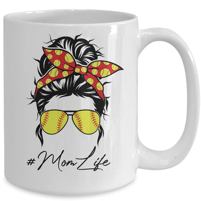 Mom Life Softball Baseball Women Mothers Day Messy Bun Mug Coffee Mug | Teecentury.com