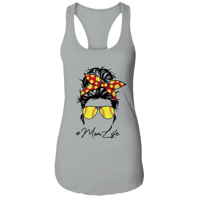 Mom Life Softball Baseball Women Mothers Day Messy Bun T-Shirt & Tank Top | Teecentury.com