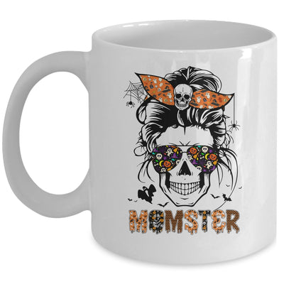 Momster Halloween Costume Skull Mom Messy Hair Bun Monster Mug Coffee Mug | Teecentury.com