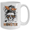 Momster Halloween Costume Skull Mom Messy Hair Bun Monster Mug Coffee Mug | Teecentury.com