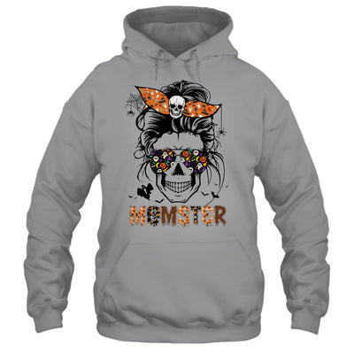 Momster Halloween Costume Skull Mom Messy Hair Bun Monster T-Shirt & Hoodie | Teecentury.com